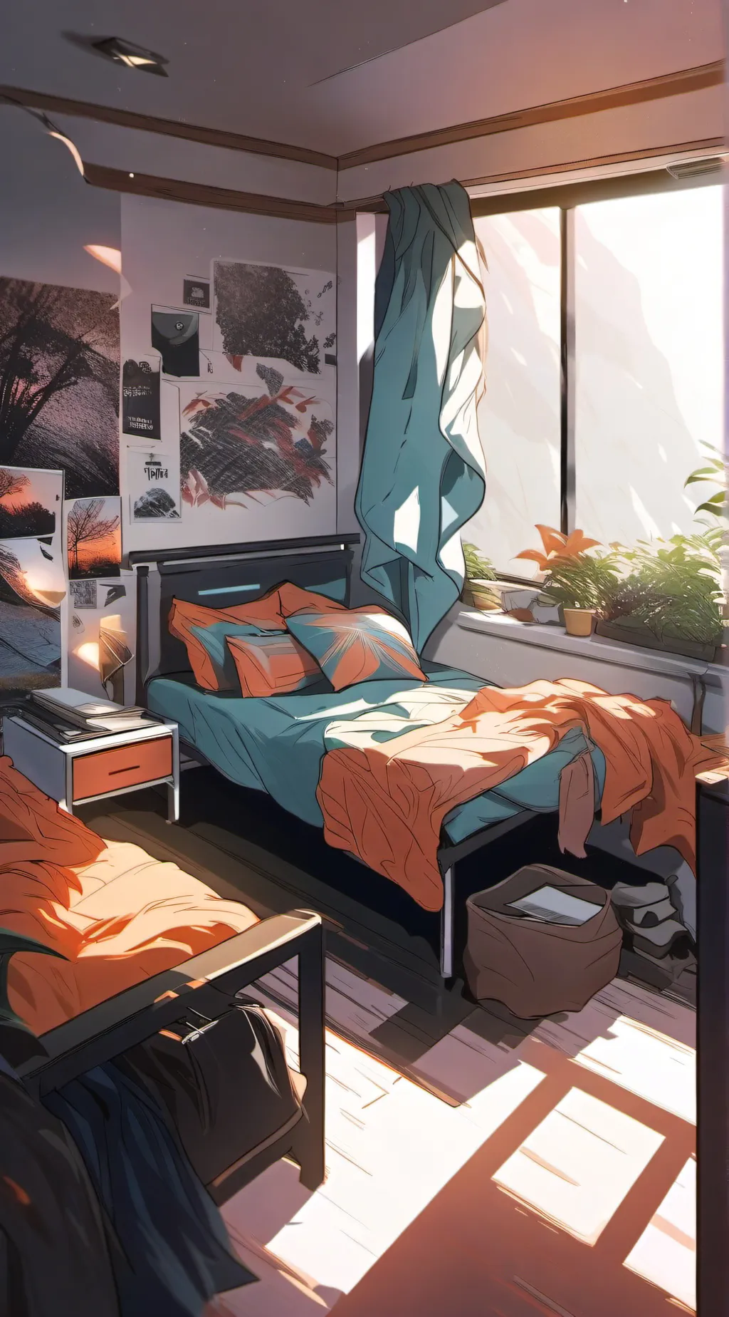 ai character: Mha dorm rooms background