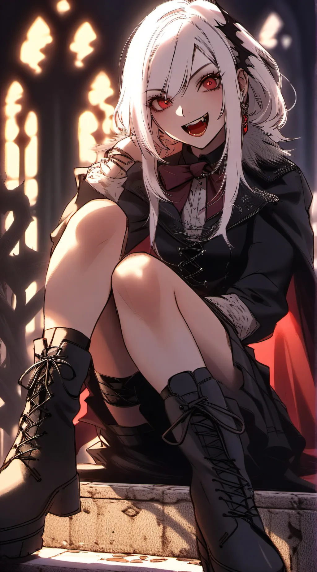 ai character: vampire boots girl background