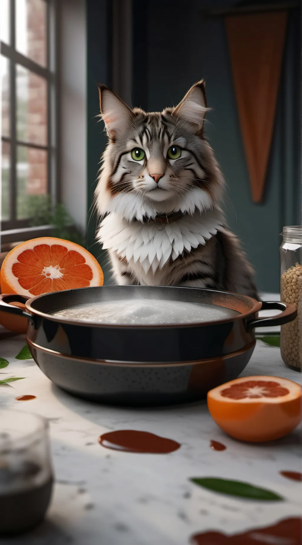 ai character: Cooking Cat background