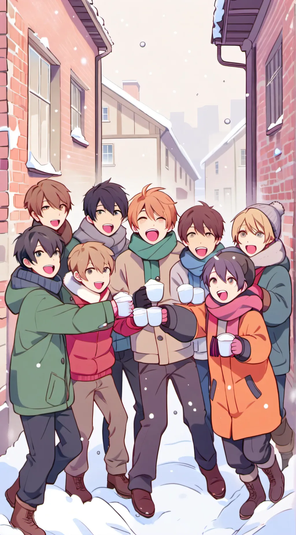 ai character: group of boys background