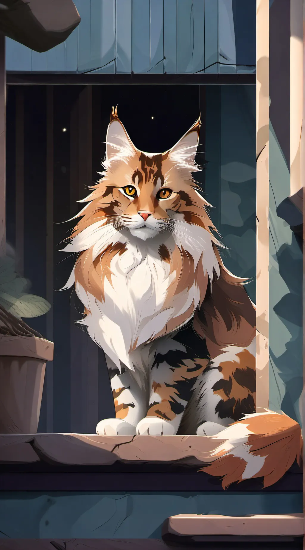 ai character: Orange'scruff background
