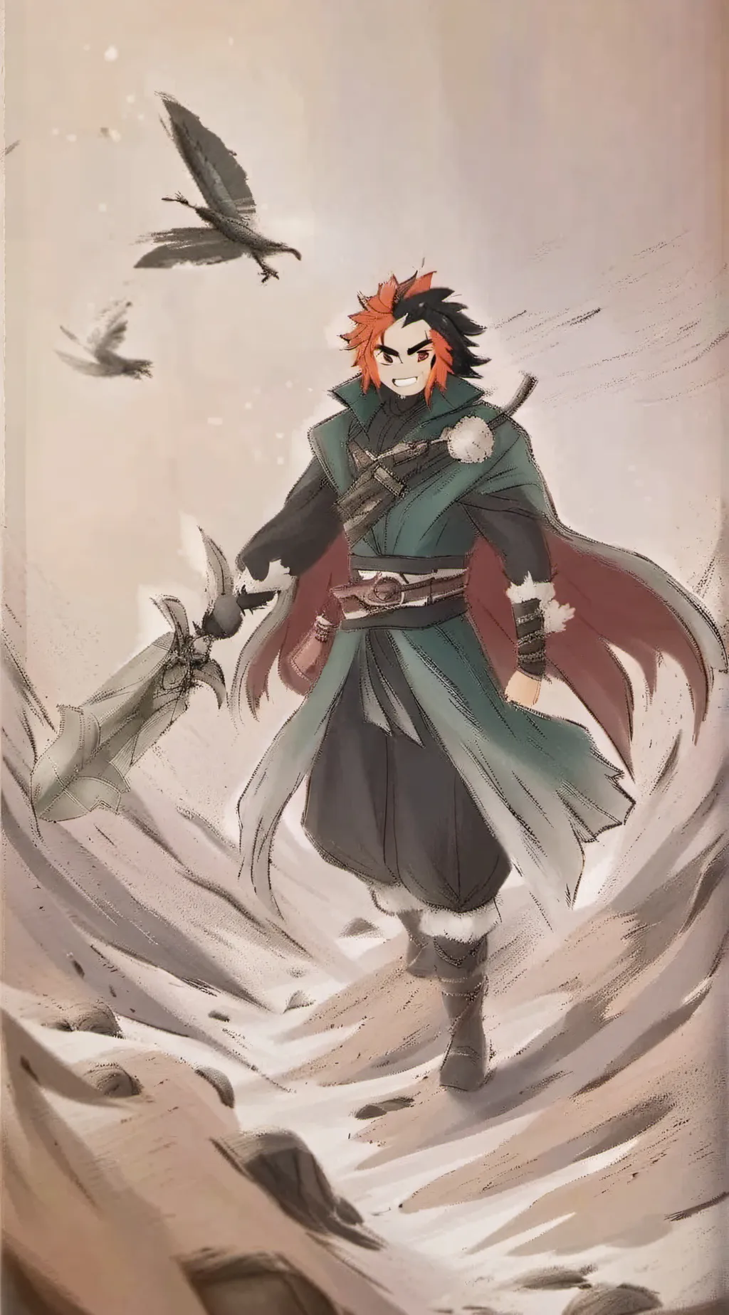 ai character: 🌊Giyu&Rengoku🔥 background