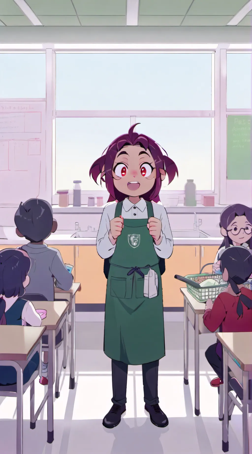 ai character: School hallway  background