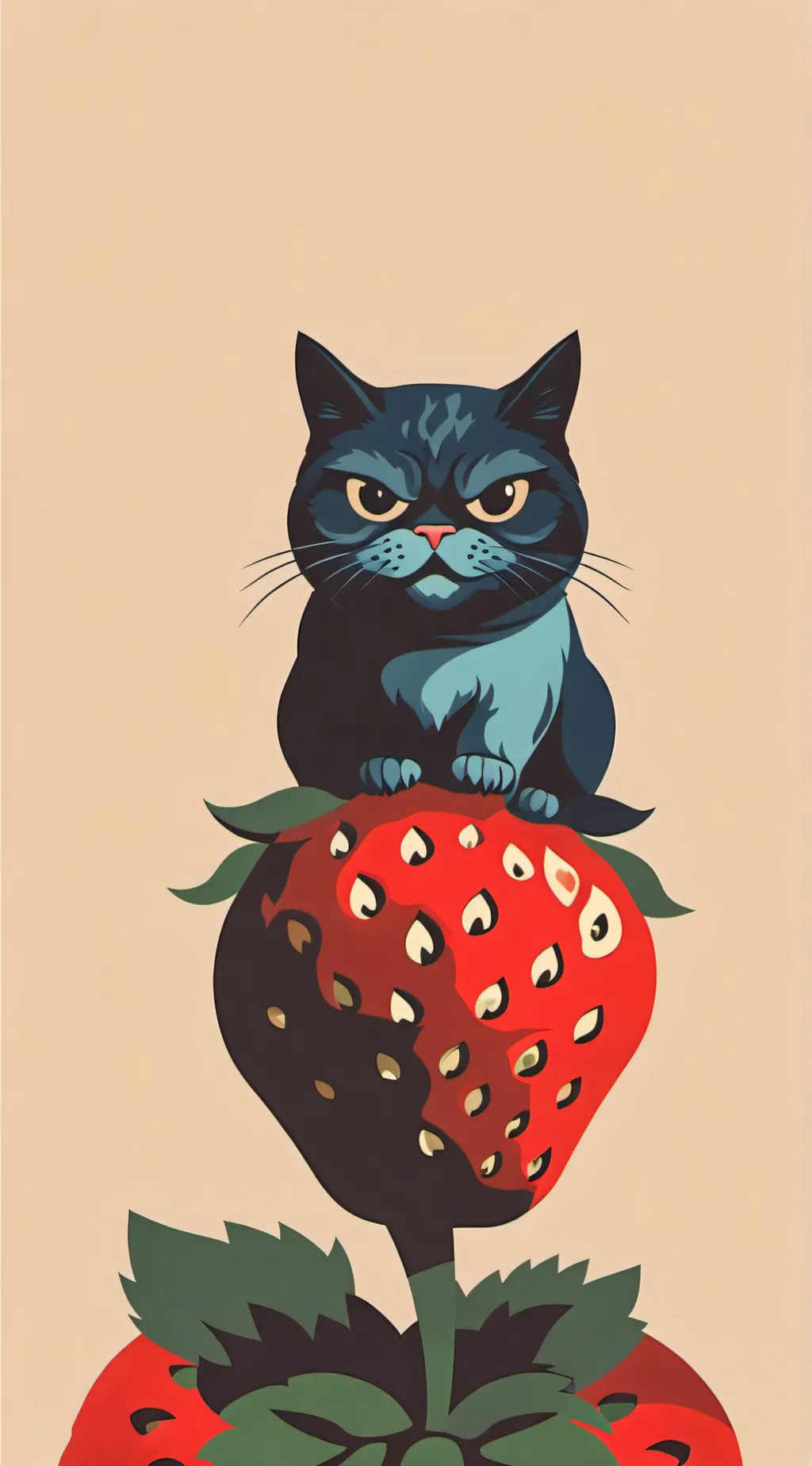 ai character: Strawberry cat background