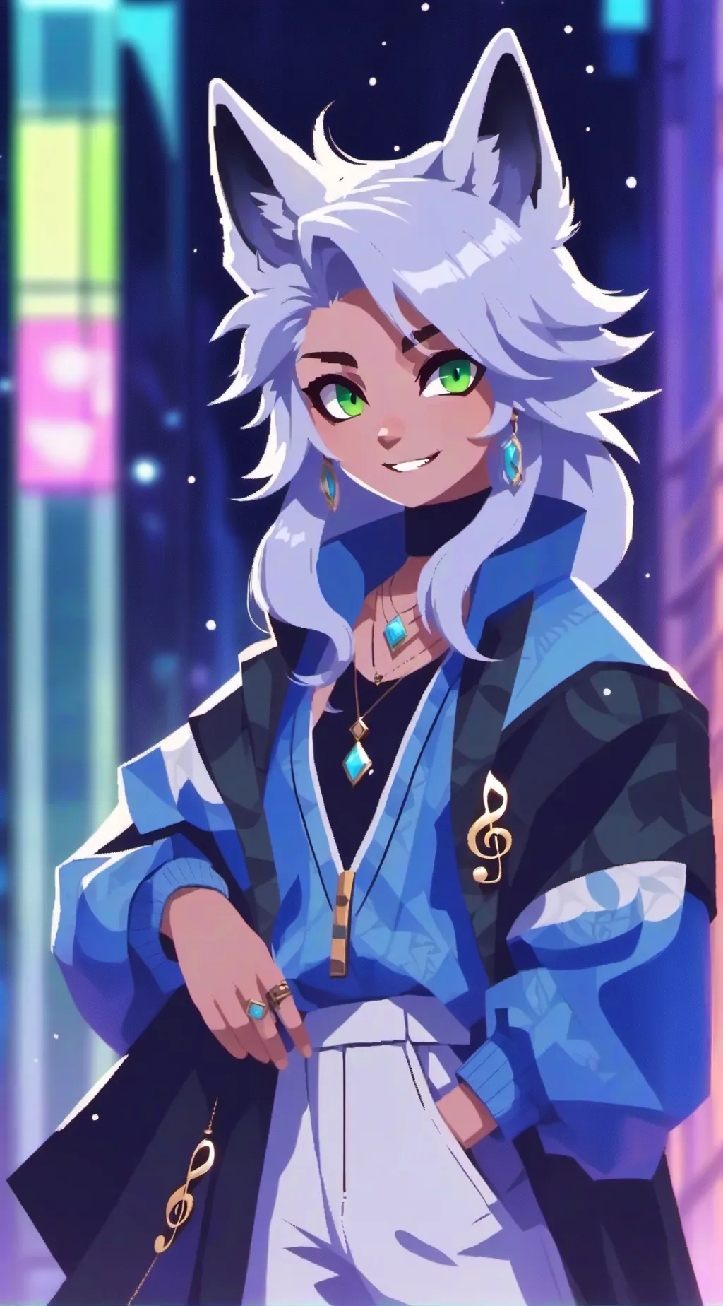ai character: Shinystarwolf  background
