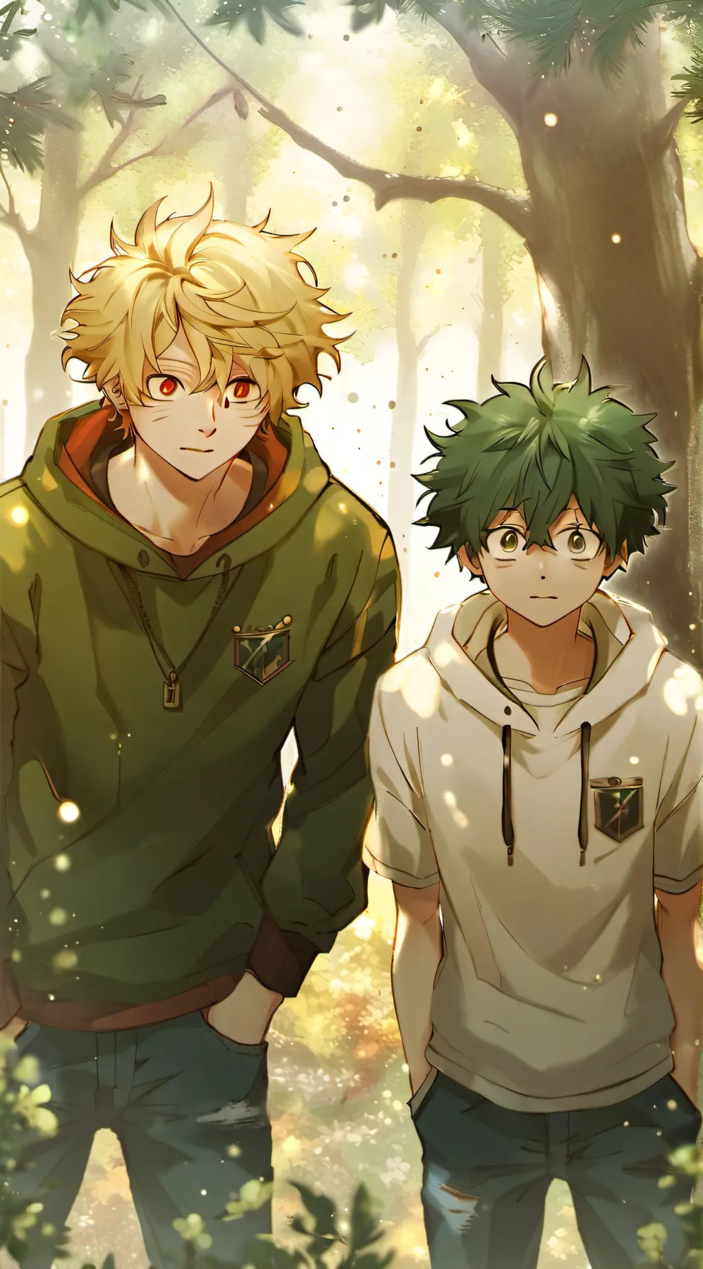 ai character: Bakugo and Deku  background