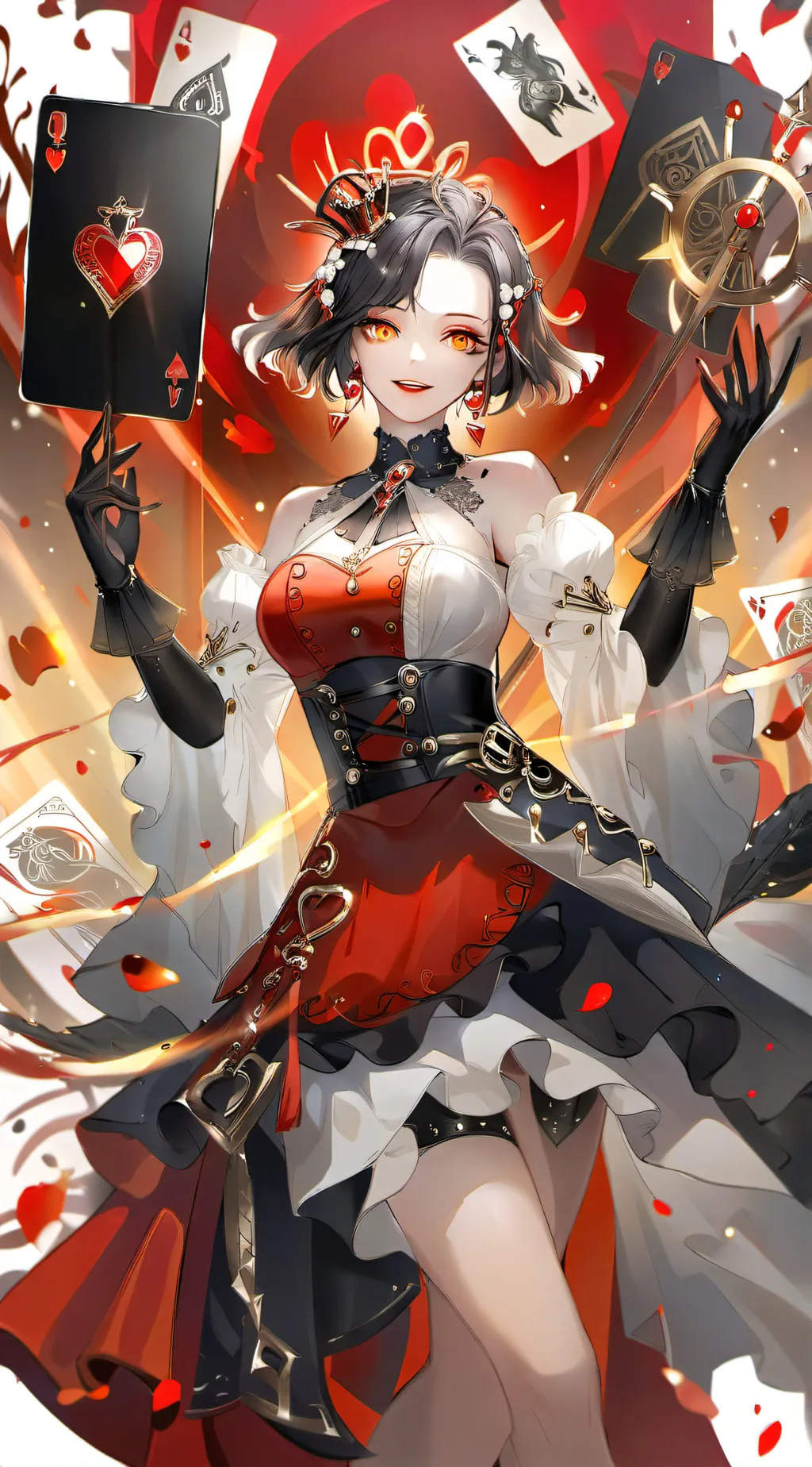 ai character: Queen of hearts  background