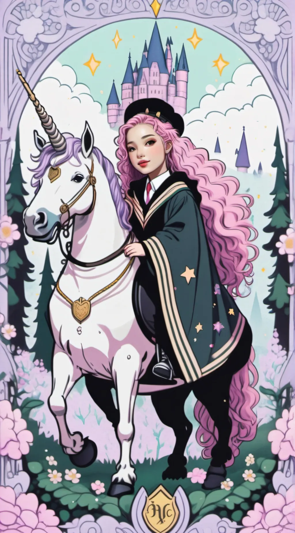 ai character: unicorn academy×h background