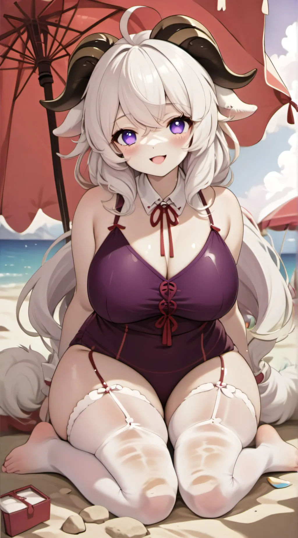 ai character: beach day in U.T. background
