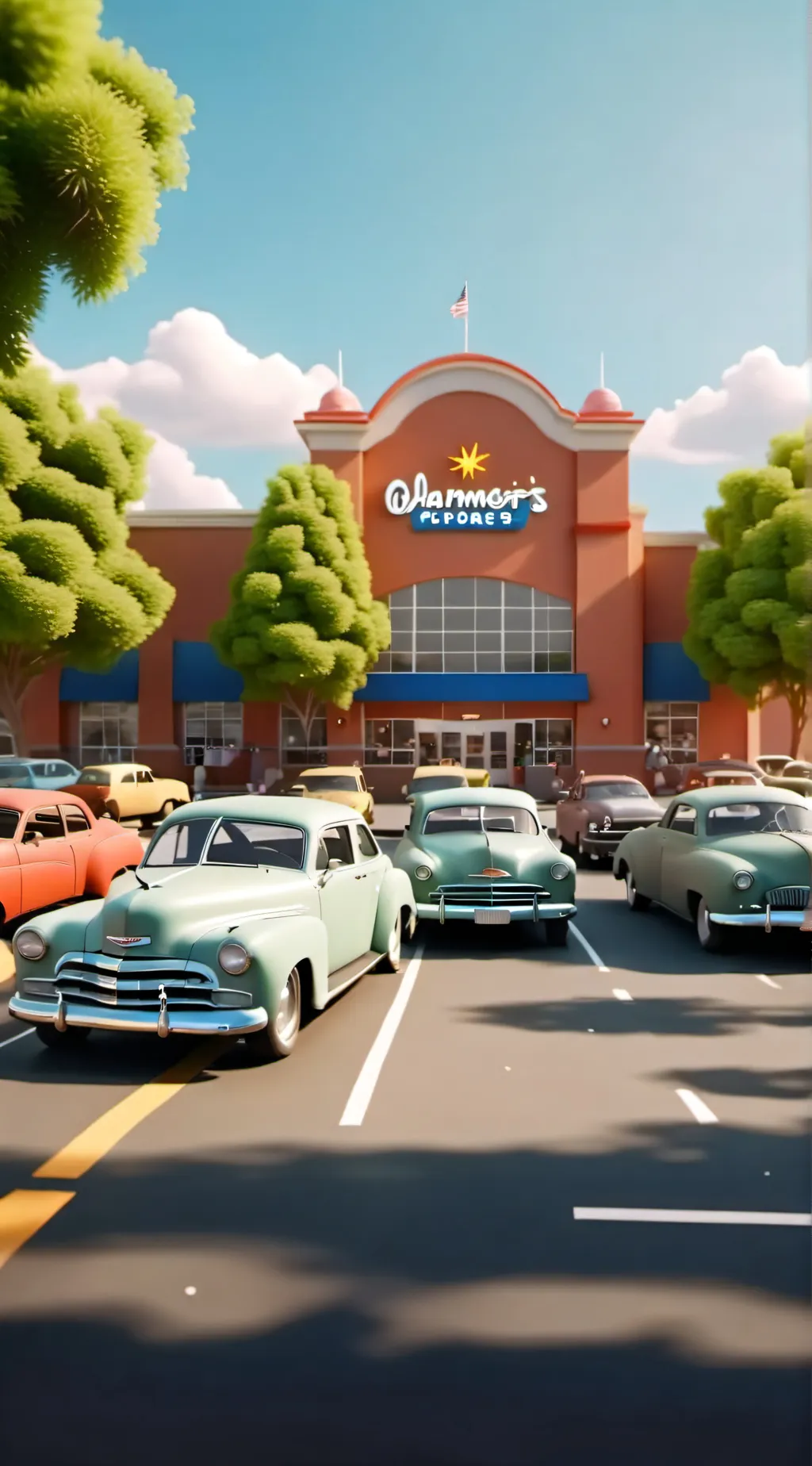 ai character: Walmart parkinglot background