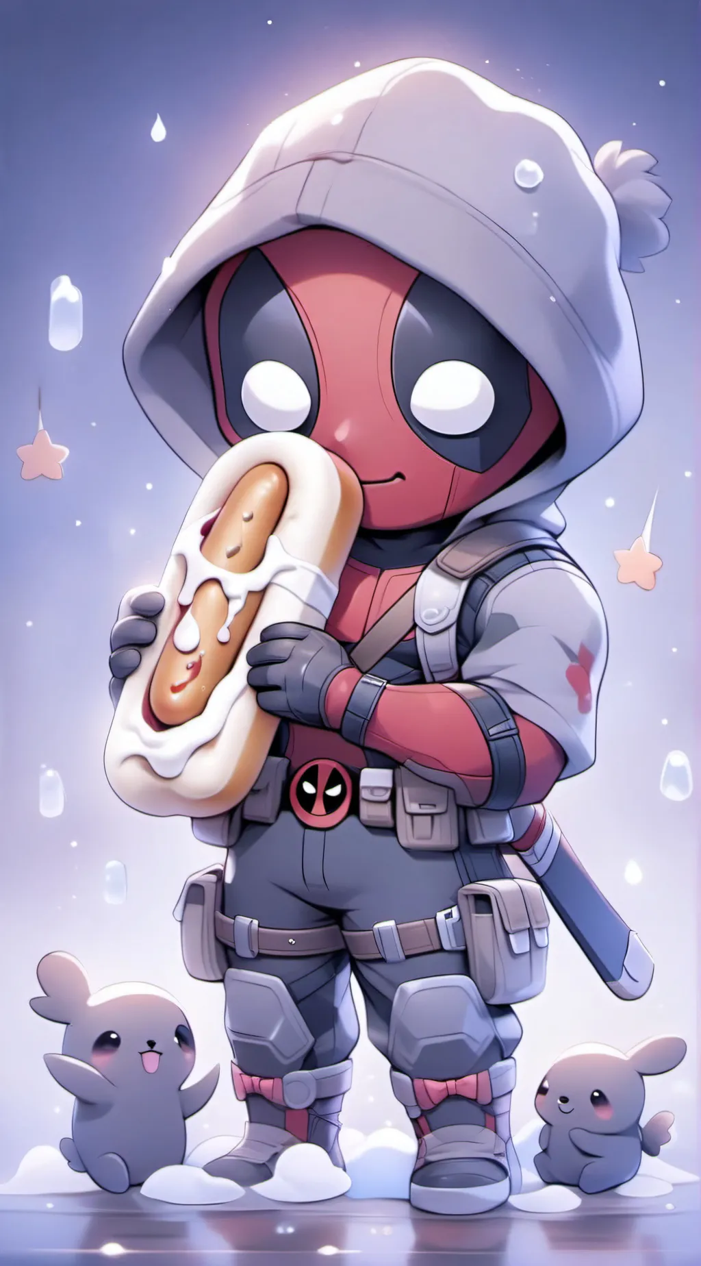 ai character: Chibi Deadpool  background