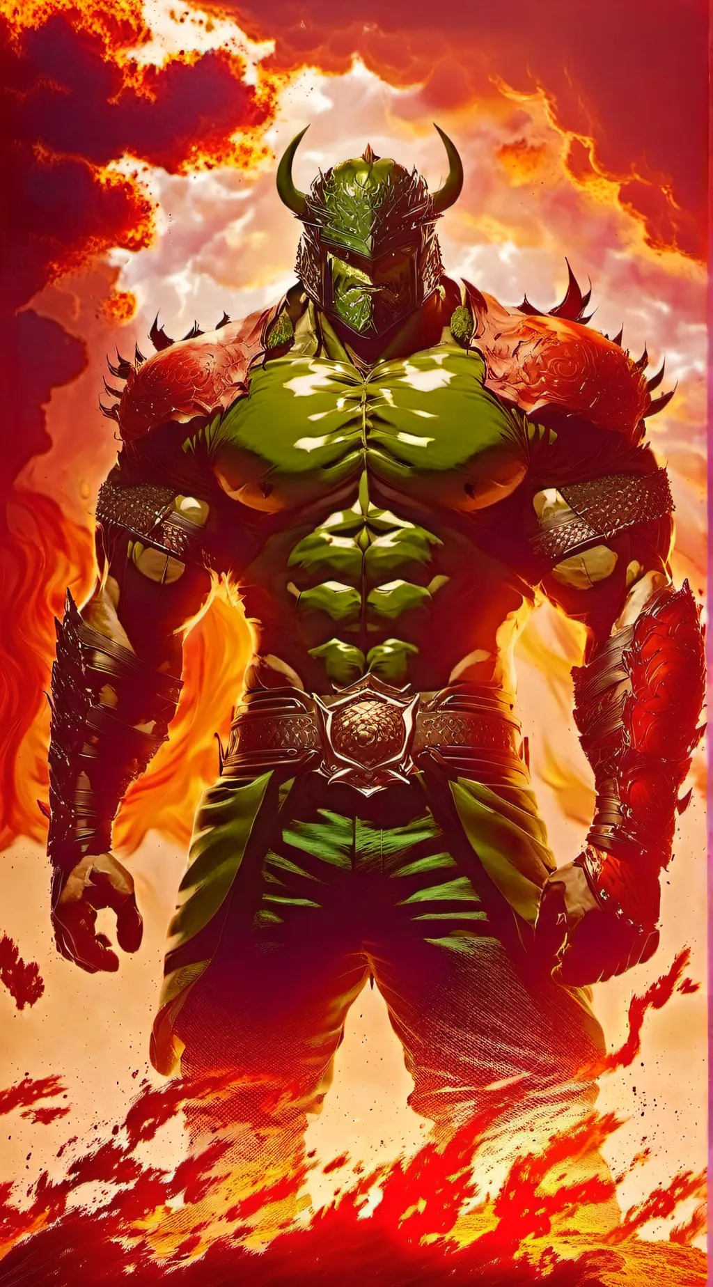 ai character: Doomguy X KNY background