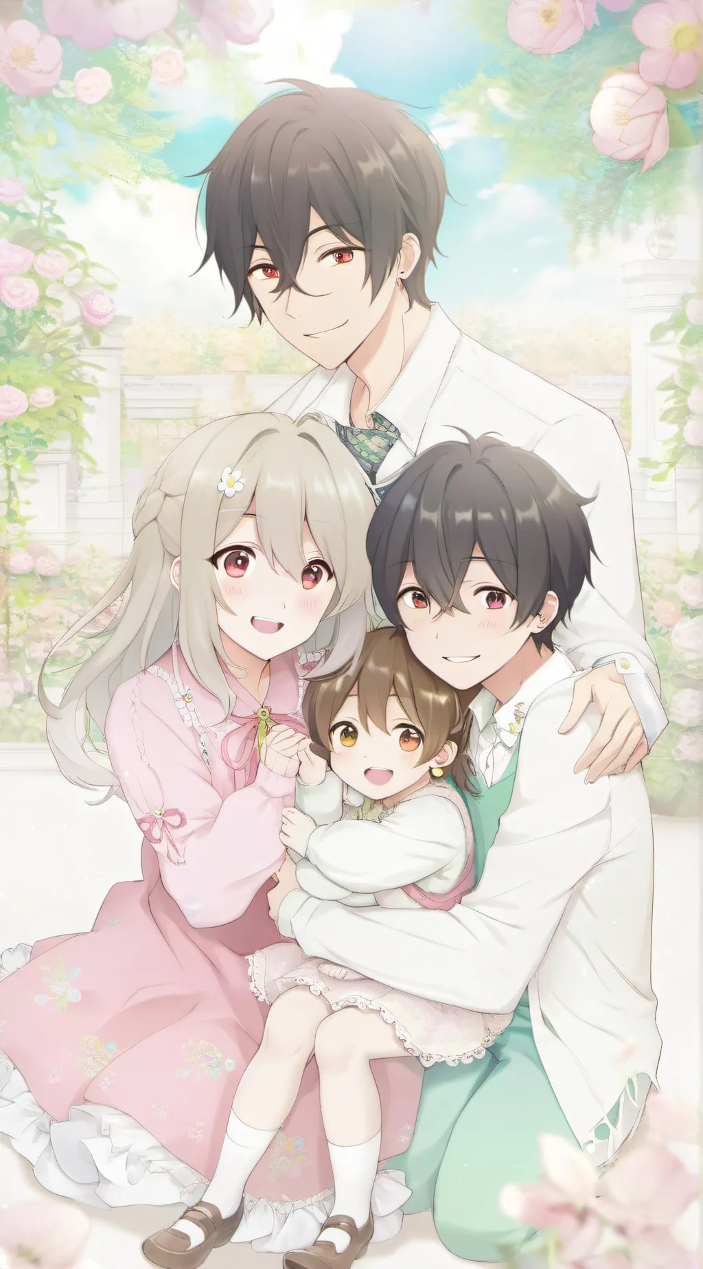 ai character: A "happy" family   background