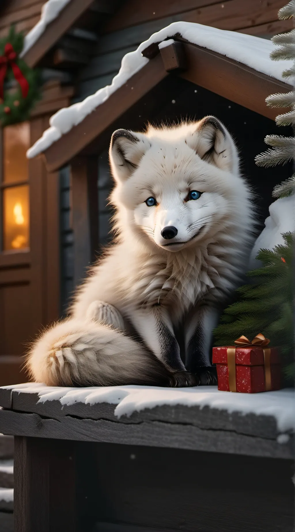ai character: baby arctic fox background