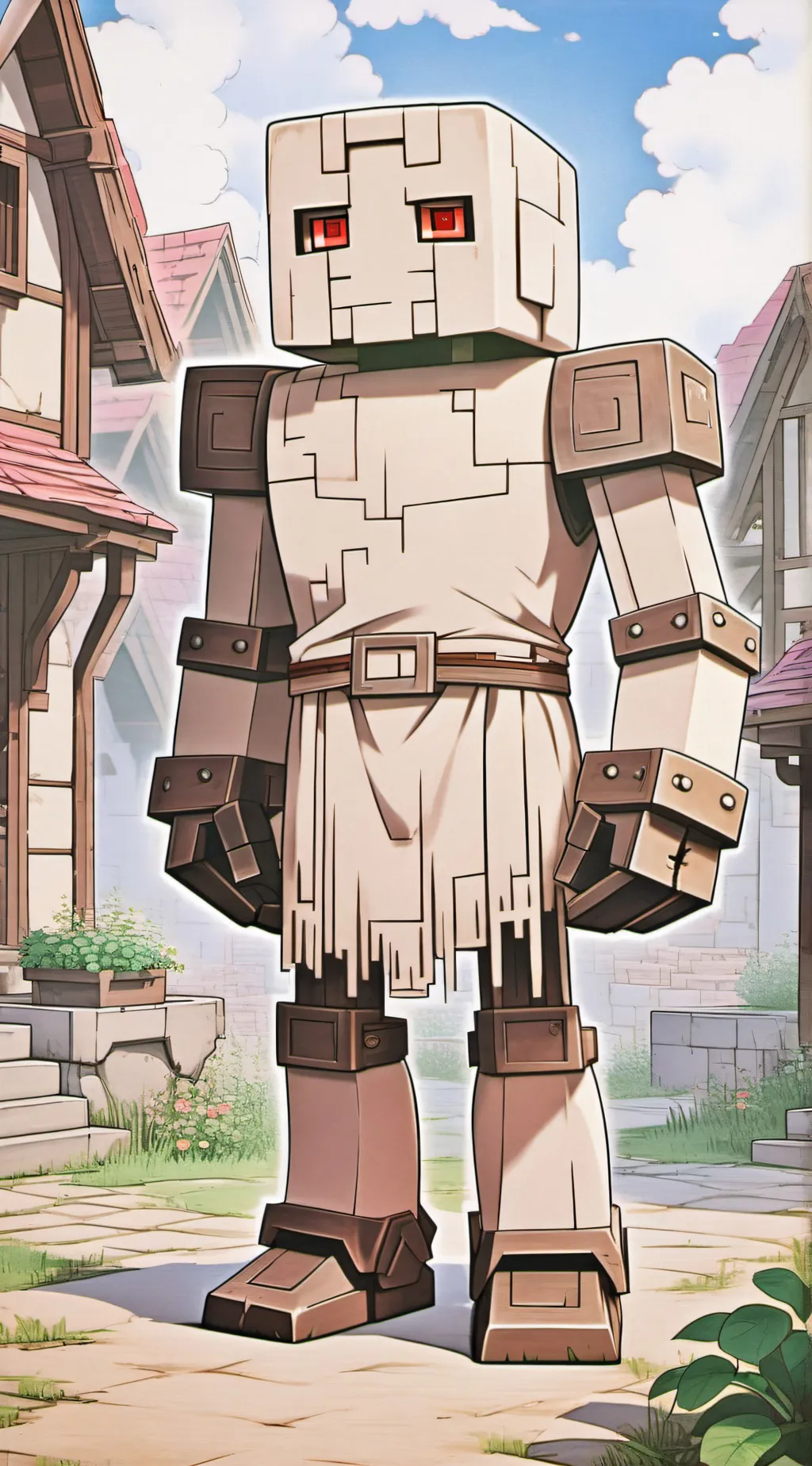 ai character: 🤍❤Iron golem❤🤍 background