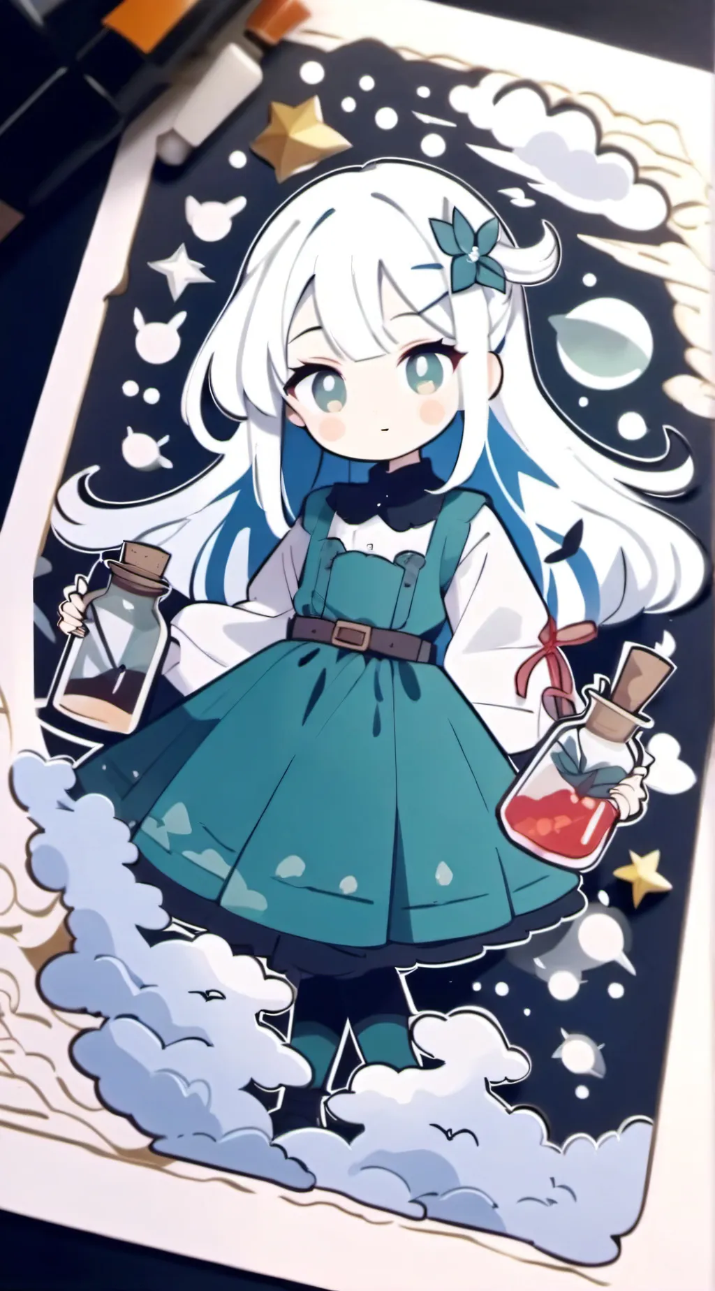 ai character: Shrink potion background