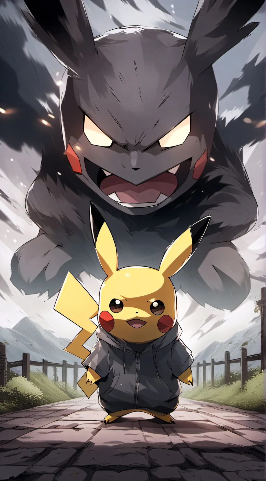 ai character: Pikachu X mha background