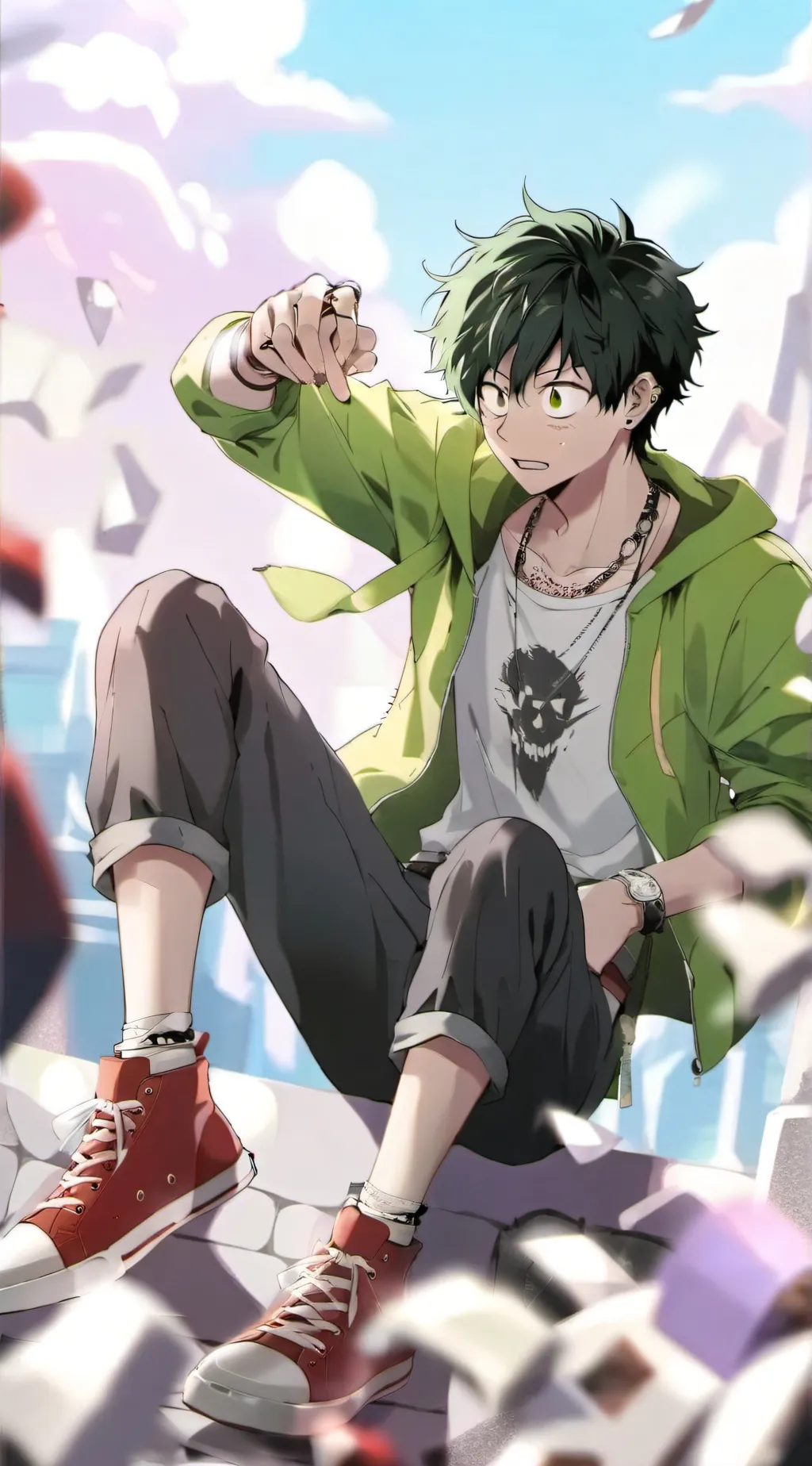 ai character: izuku midoria💚🟢 background