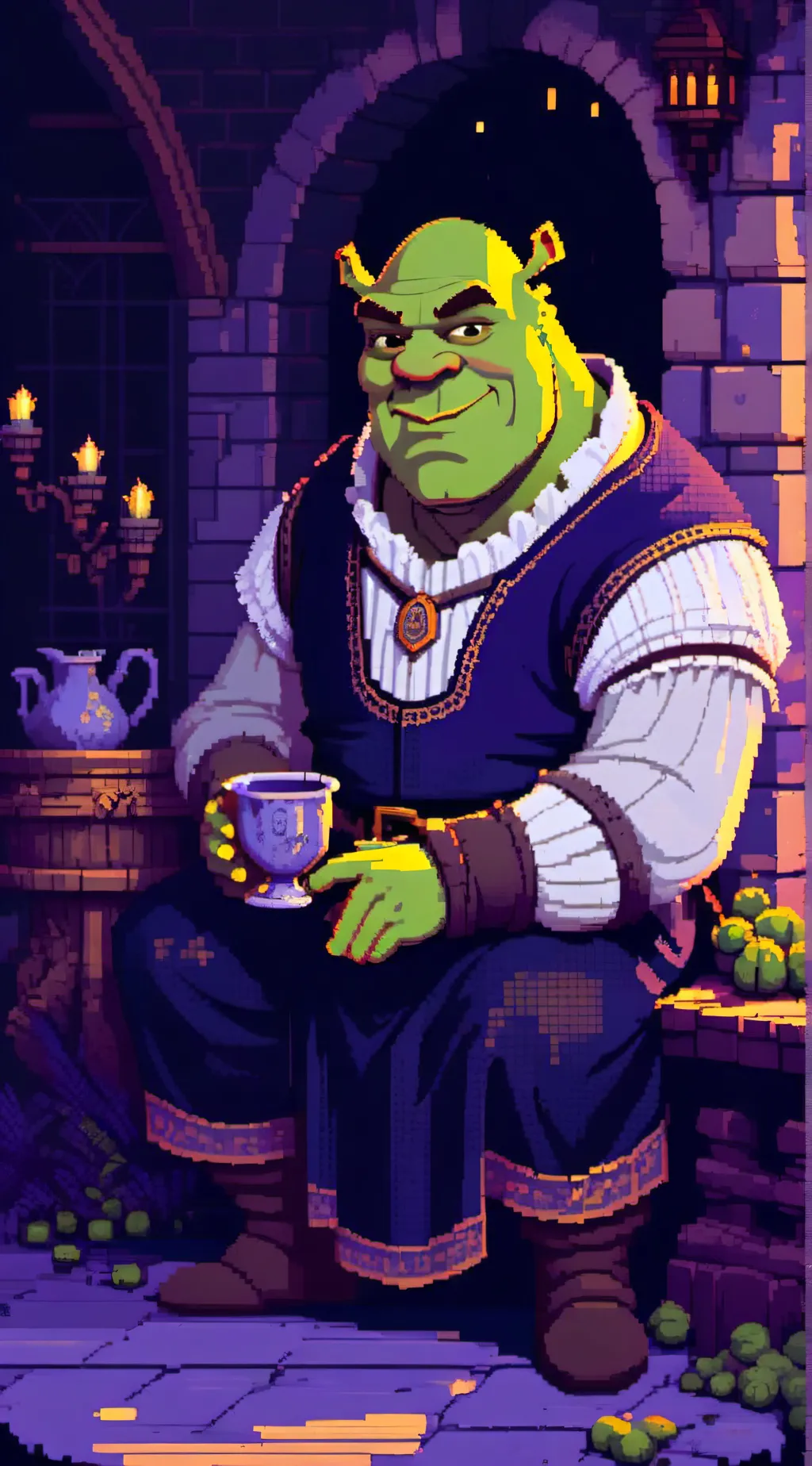ai character: Shrek  background