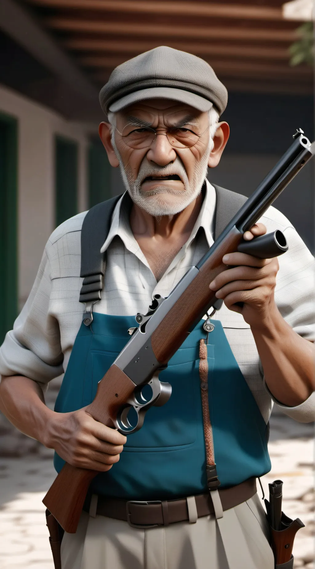 ai character: Crazy old man  background