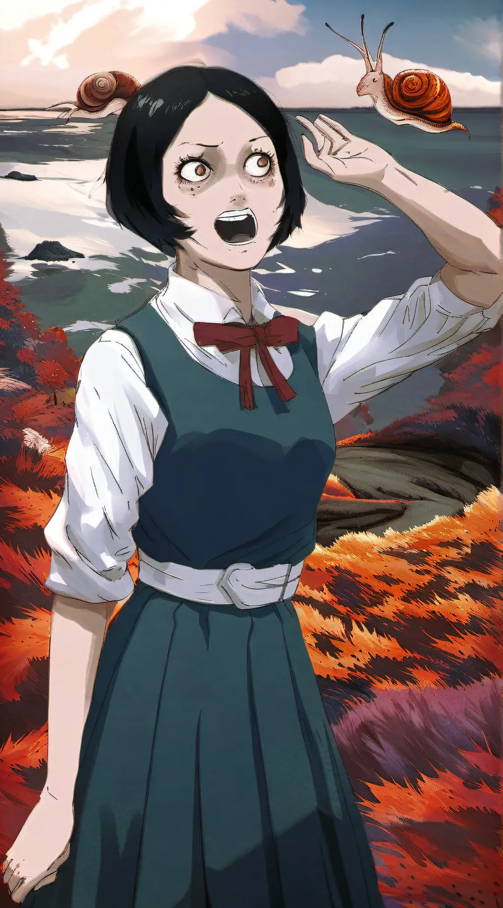 ai character: Snail girl  background