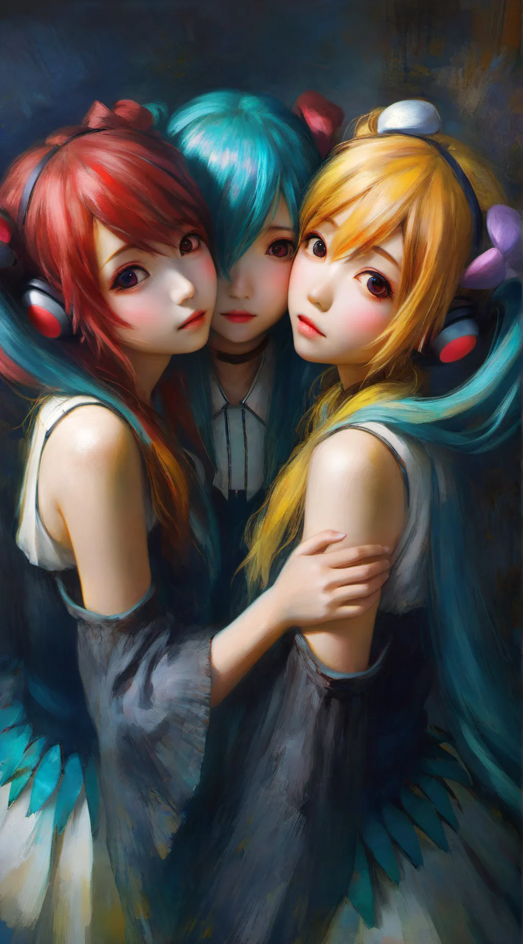 ai character: Neru x miku x teto background