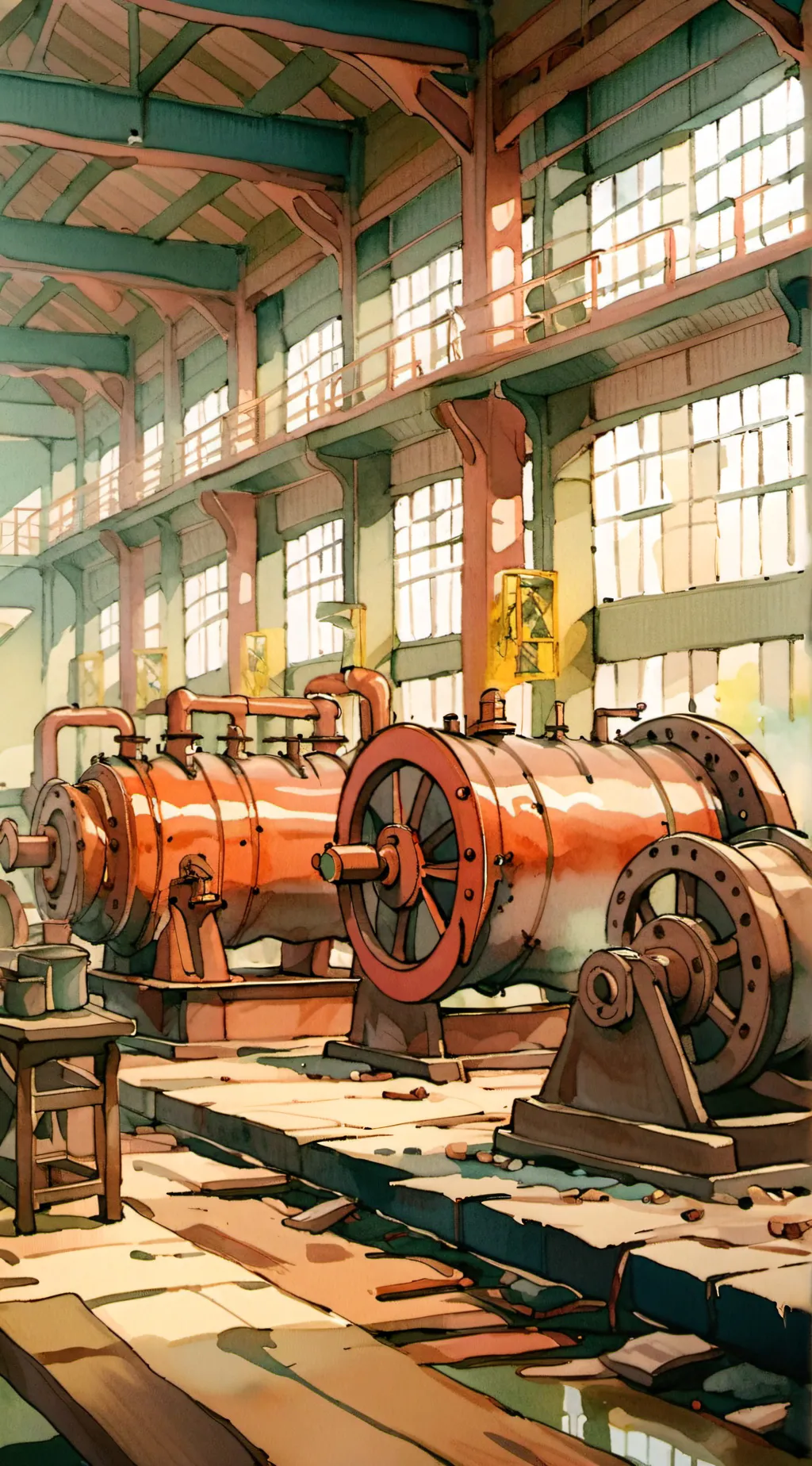 ai character: old factory background