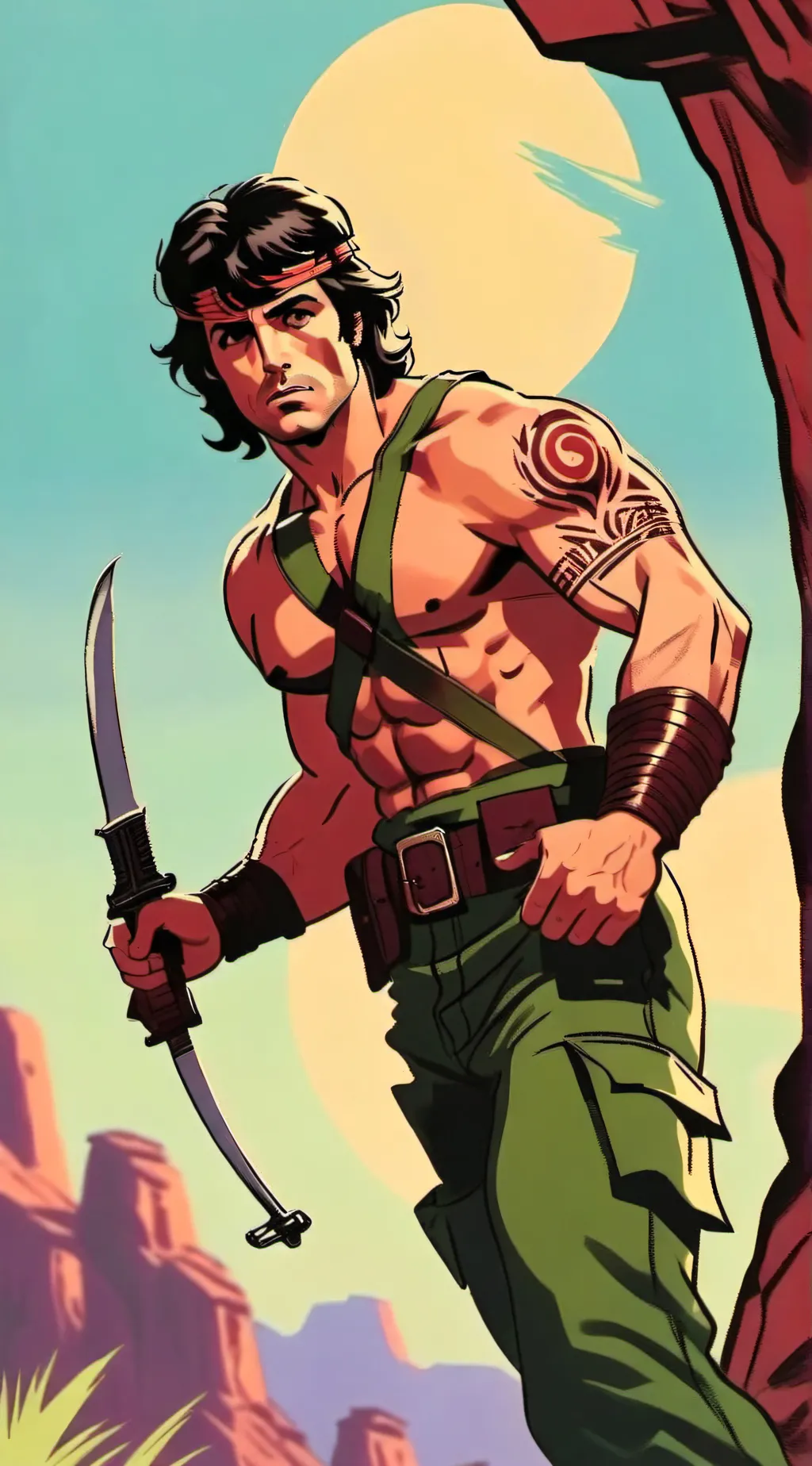 ai character: John Rambo  background