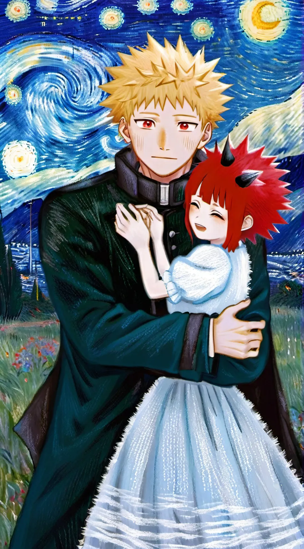 ai character: KiriBaku Dad Au background