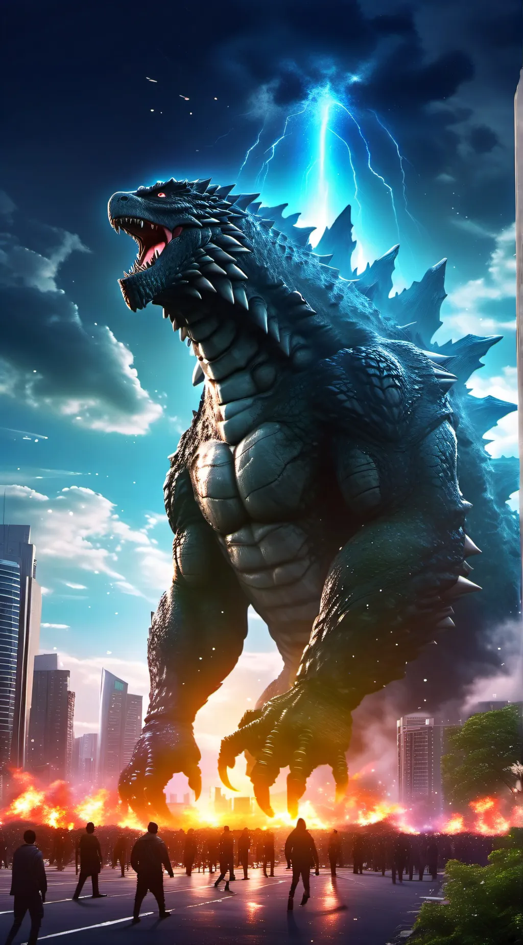 ai character: Godzilla background
