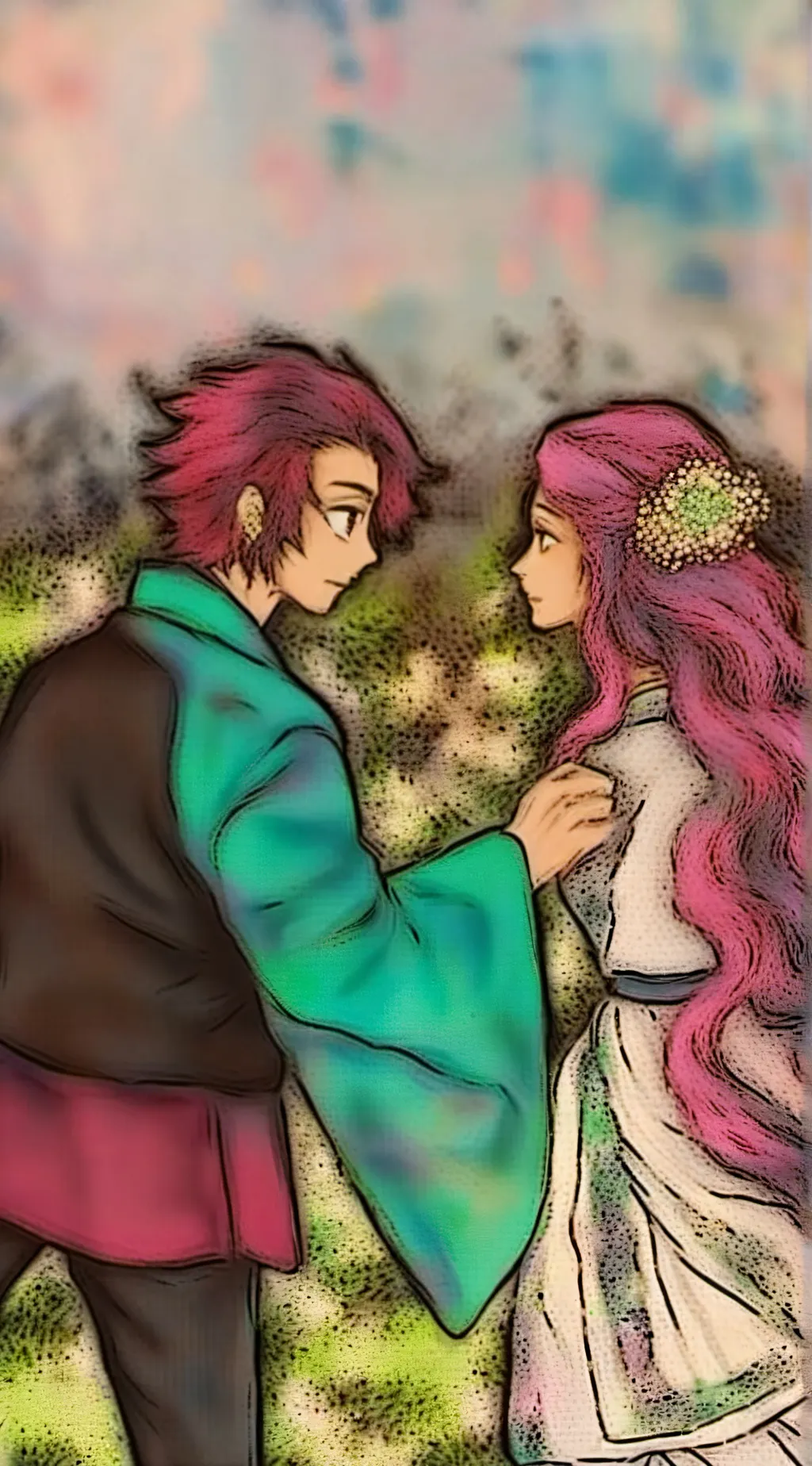 ai character: Tanjiro X Mitsuri background