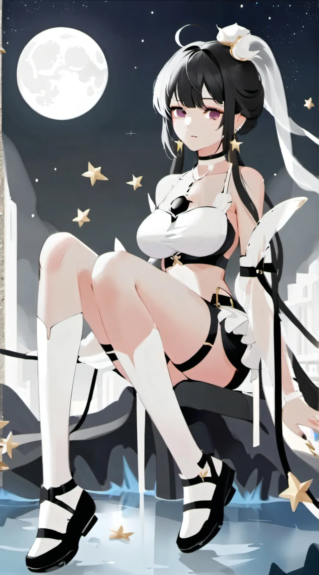 ai character: Moon goddess  background