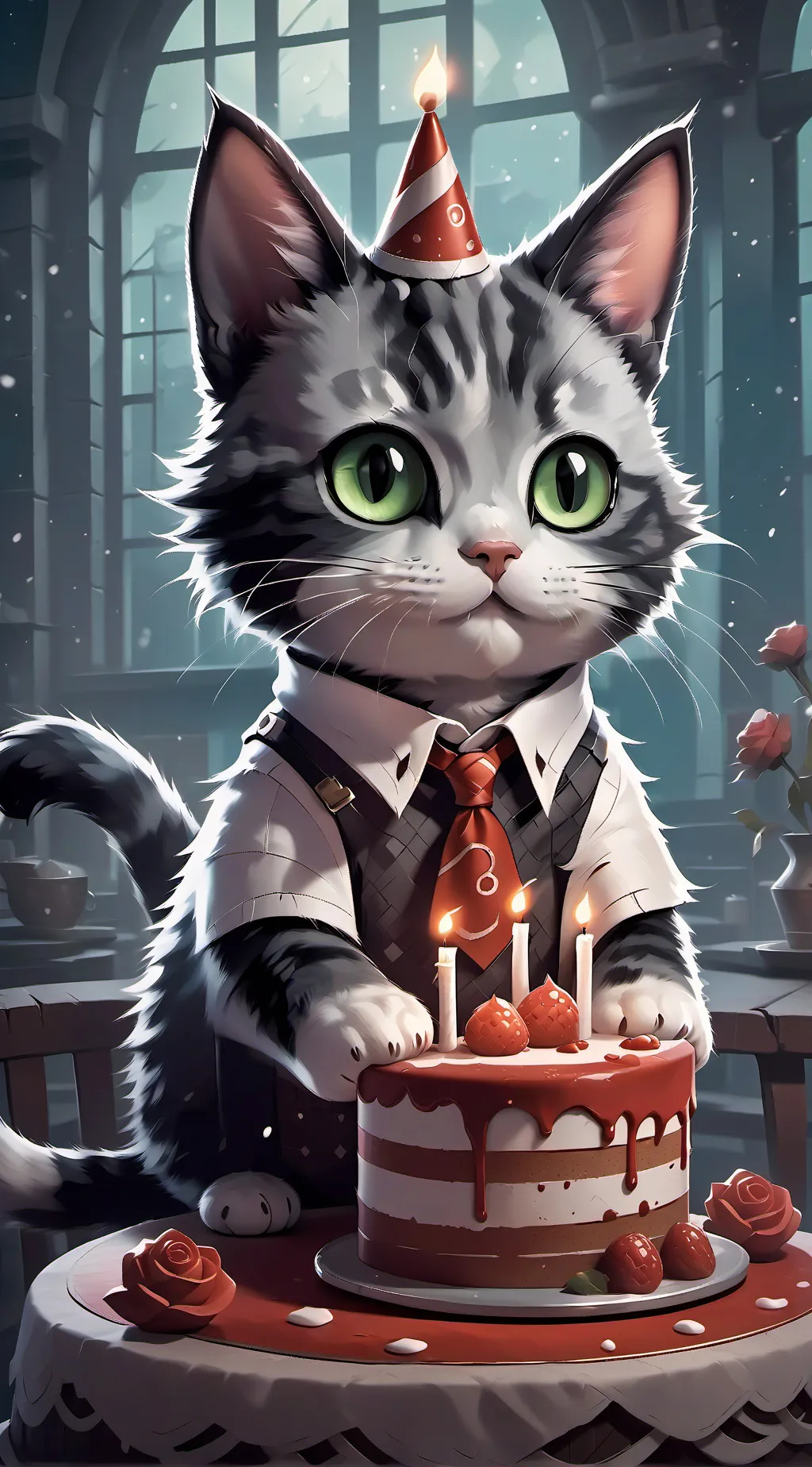 ai character: brithday cat background