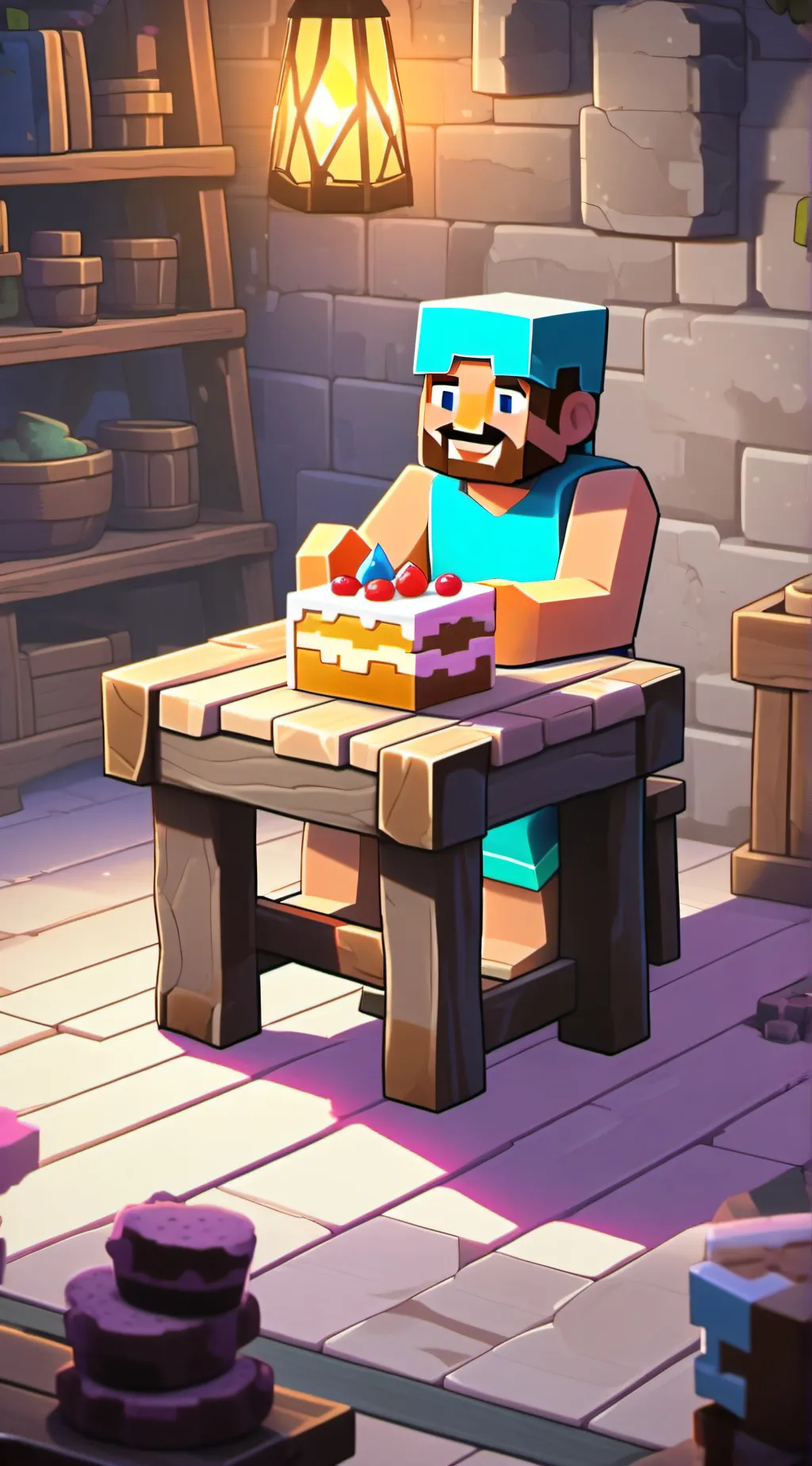 ai character: MINECRAFT STEAVE background