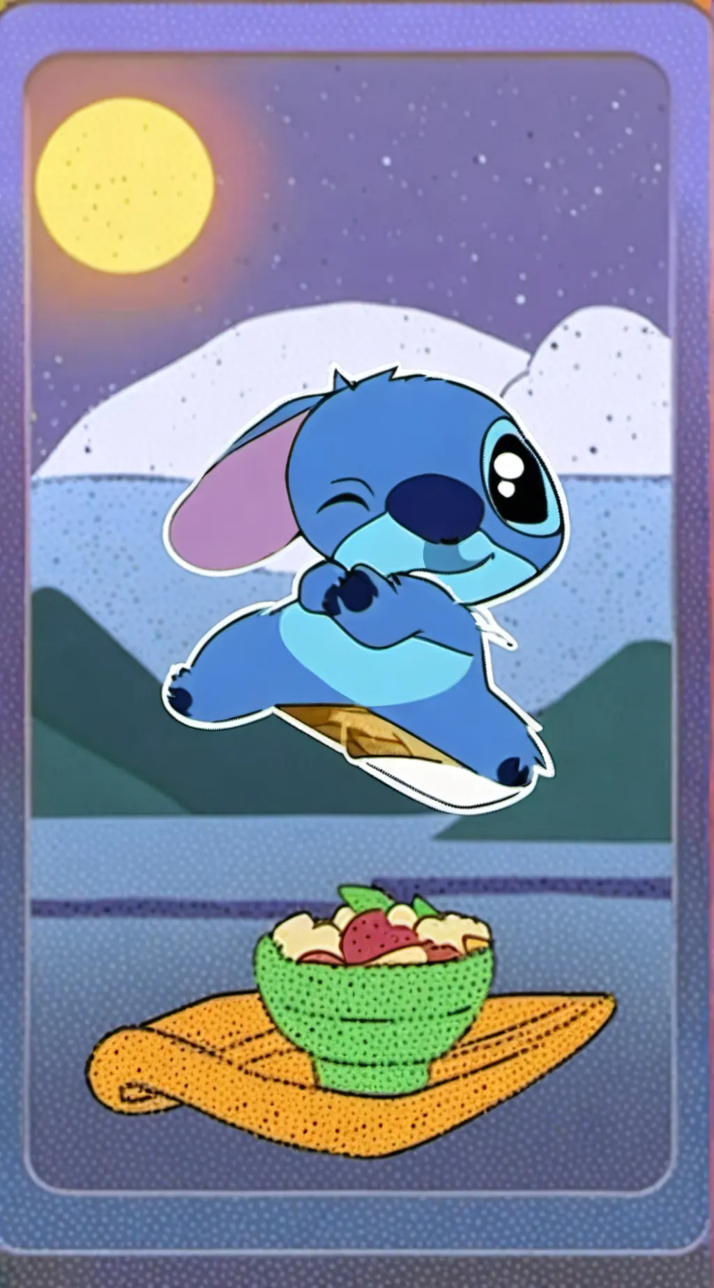ai character: Stitch  background