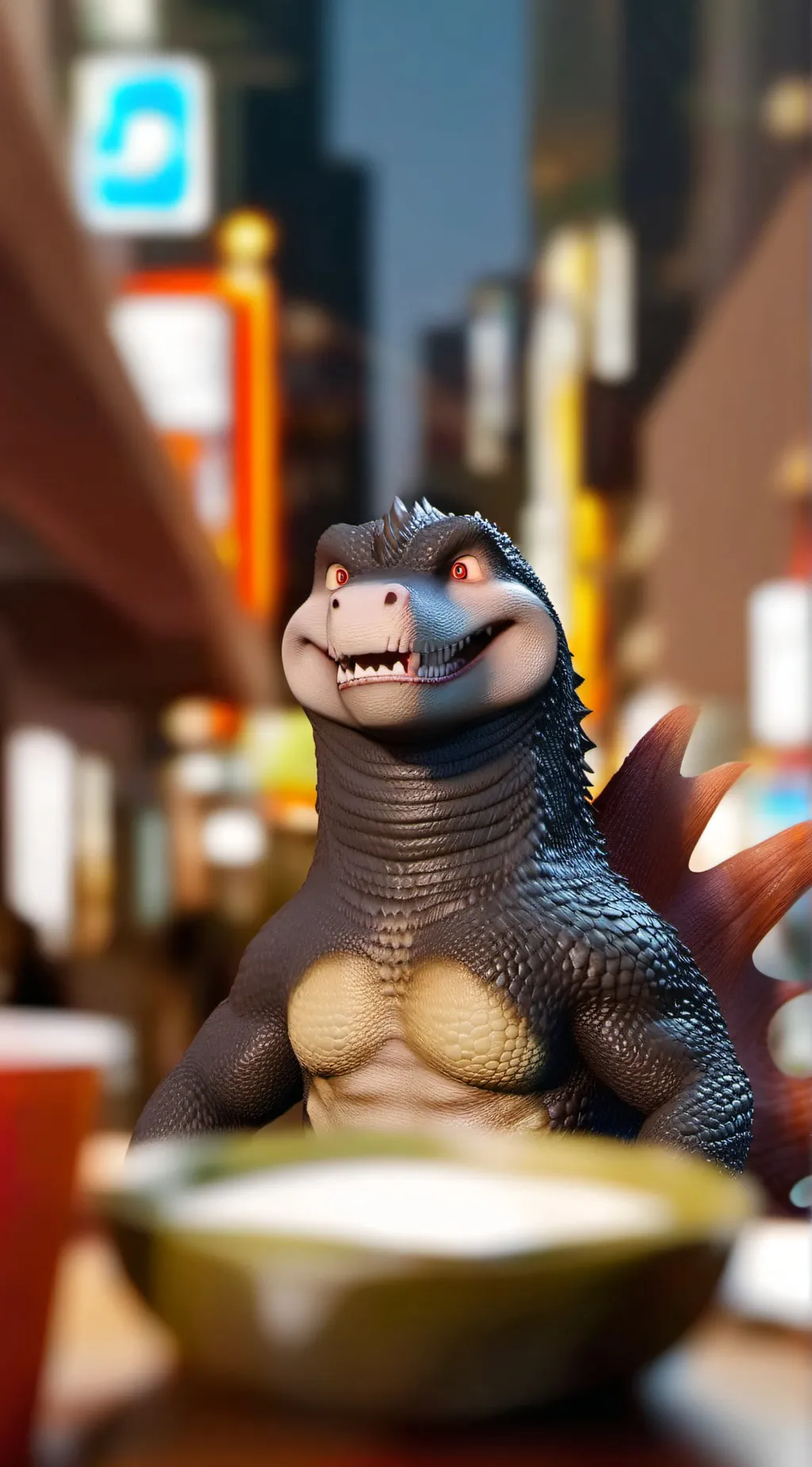 ai character:  Godzilla background