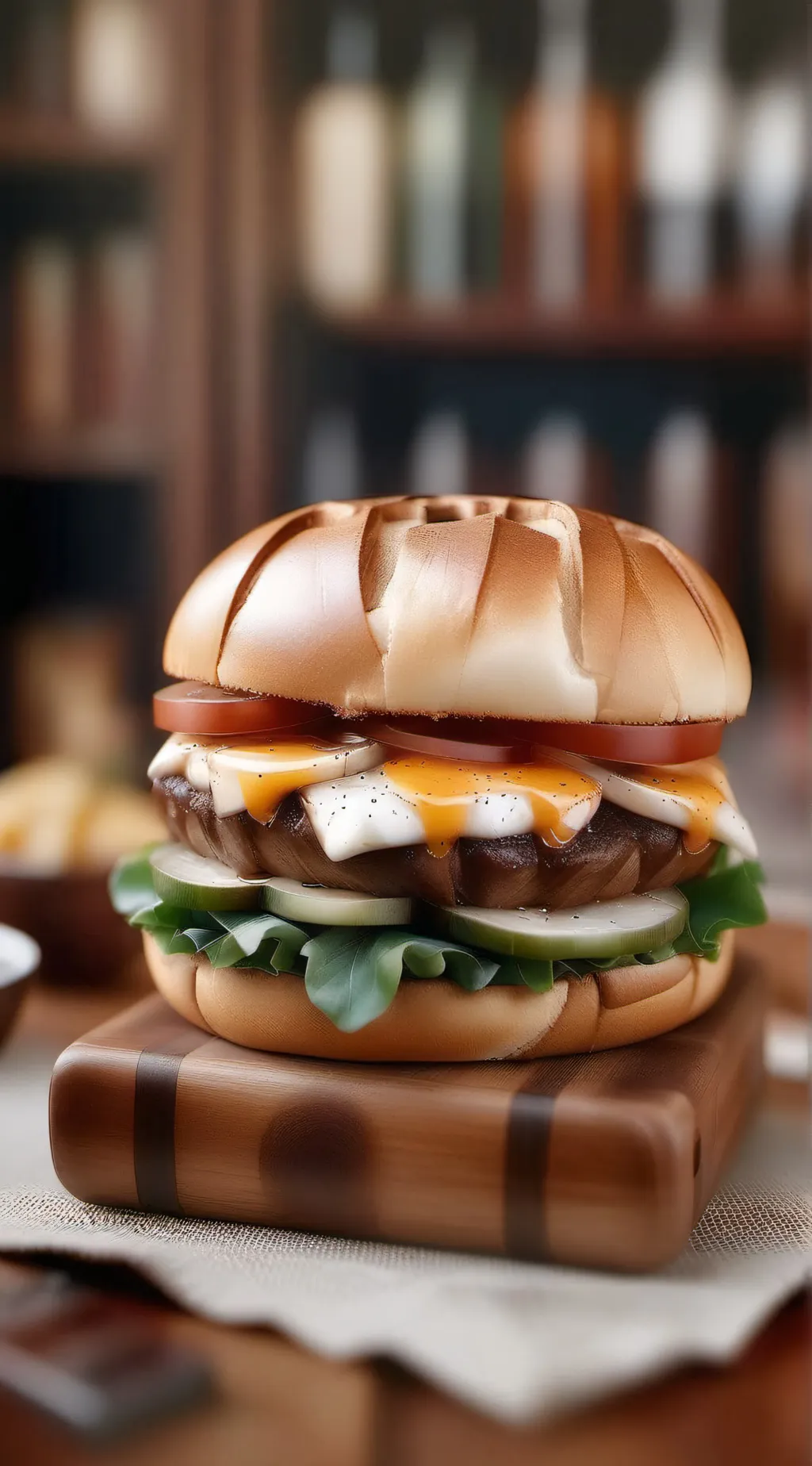 ai character: cheeseburger background