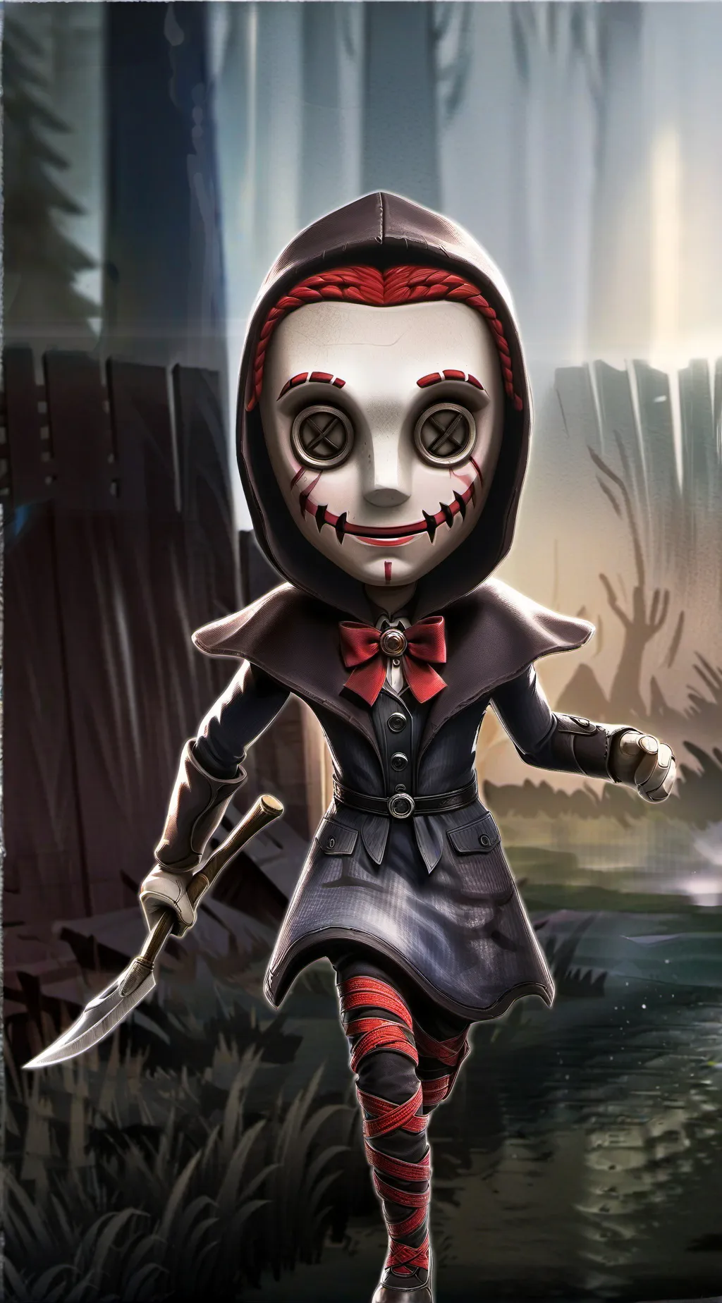 ai character: stitch face killer background