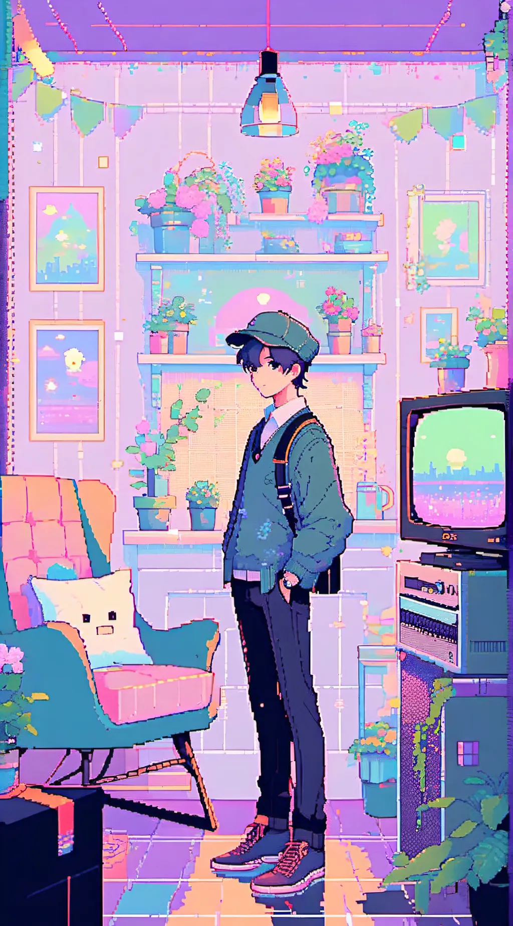 ai character: Tv man background