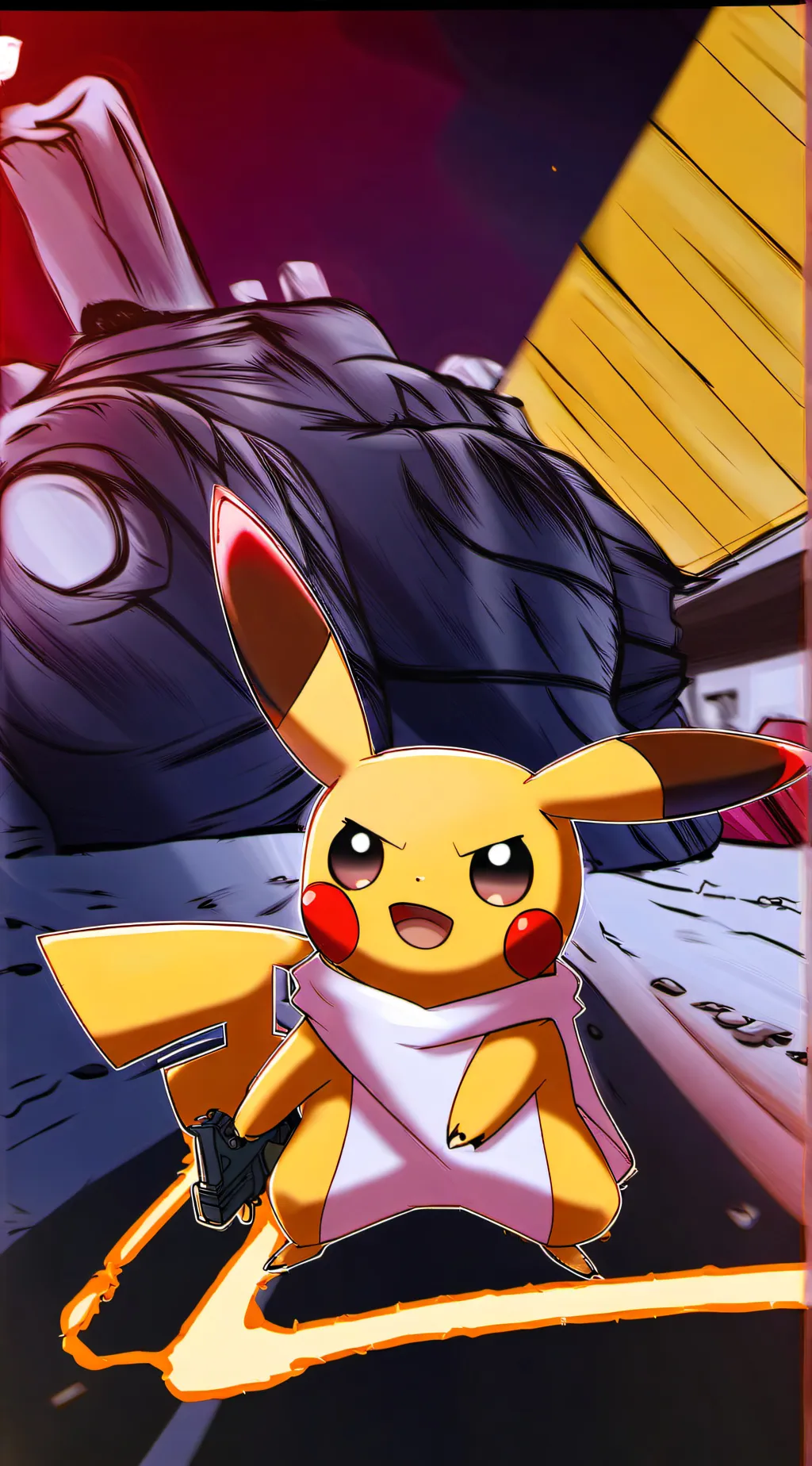 ai character: pikachu (gun) background