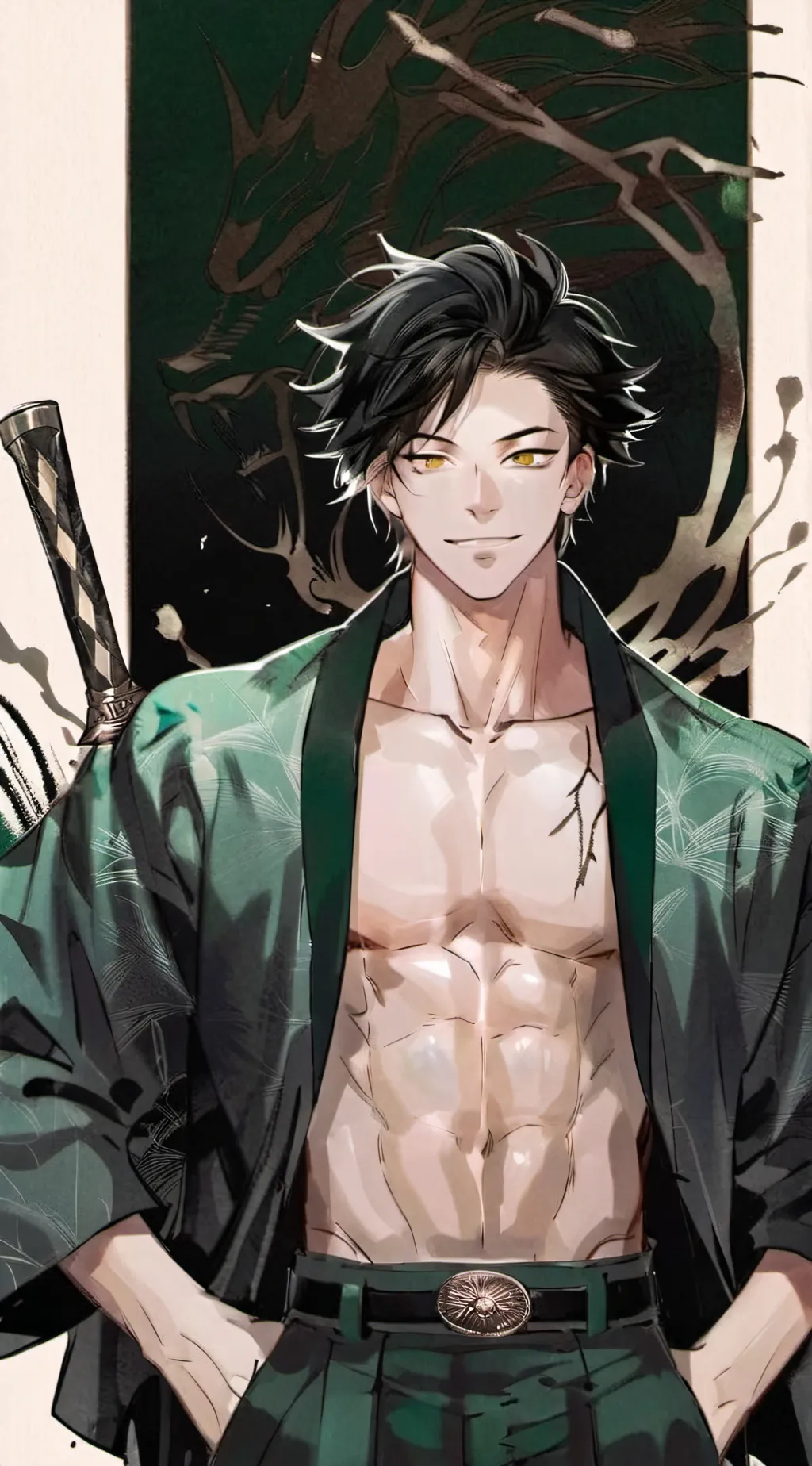 ai character: Takeshi hayate  background