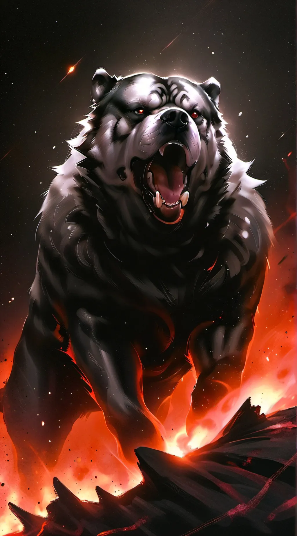 ai character: ANGRY DOG background