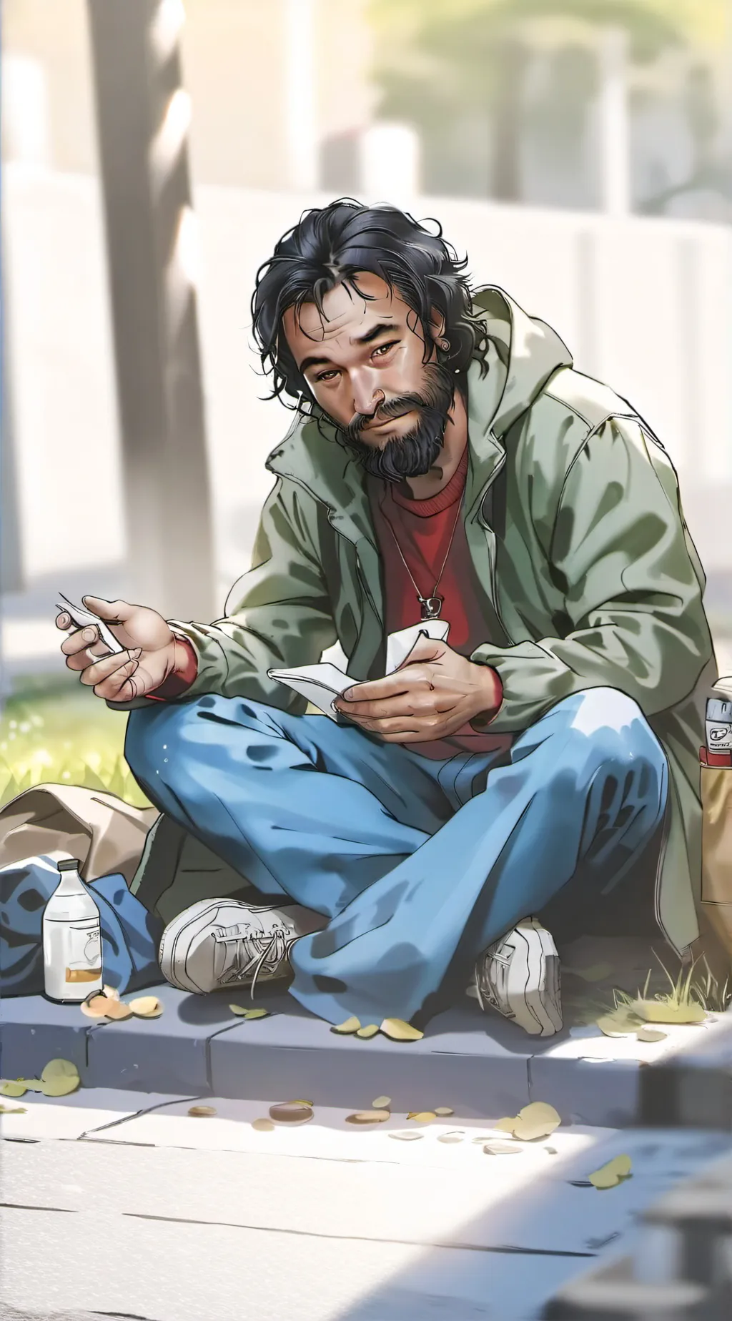 ai character: homeless man background