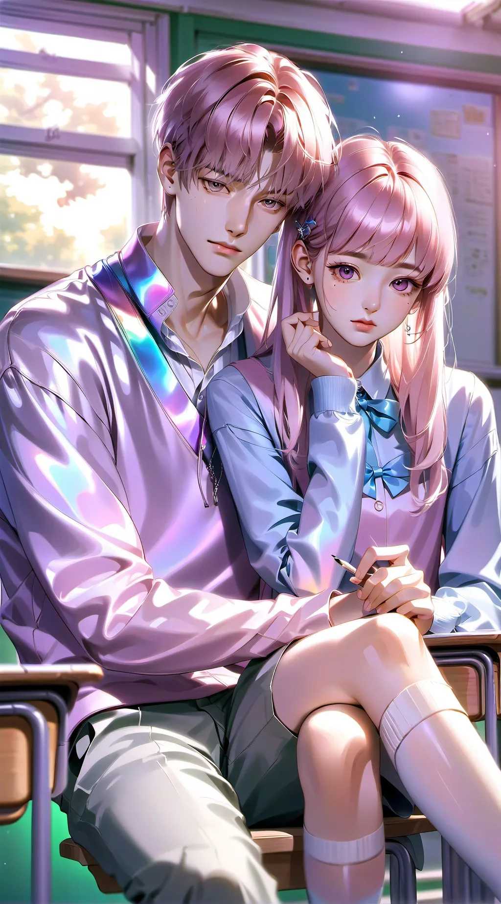 ai character: Lavender and Cosmo background