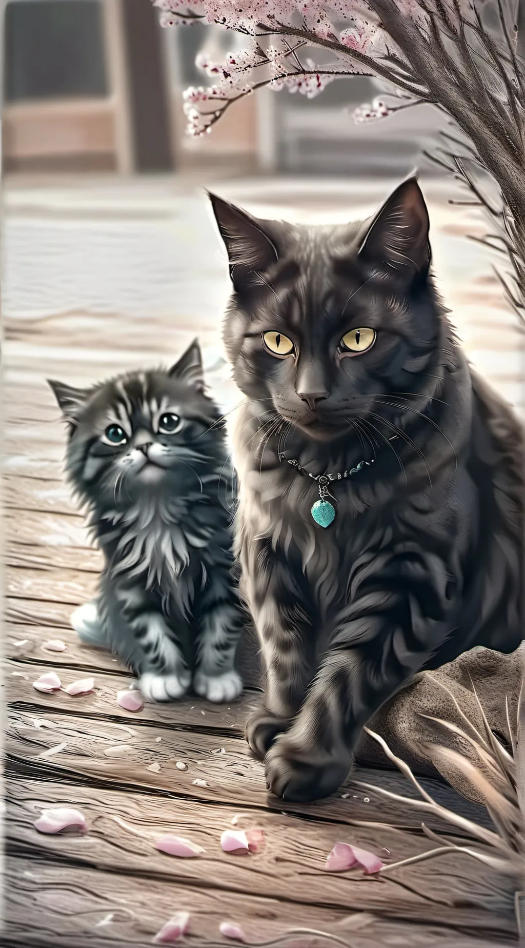 ai character: Two cat  background