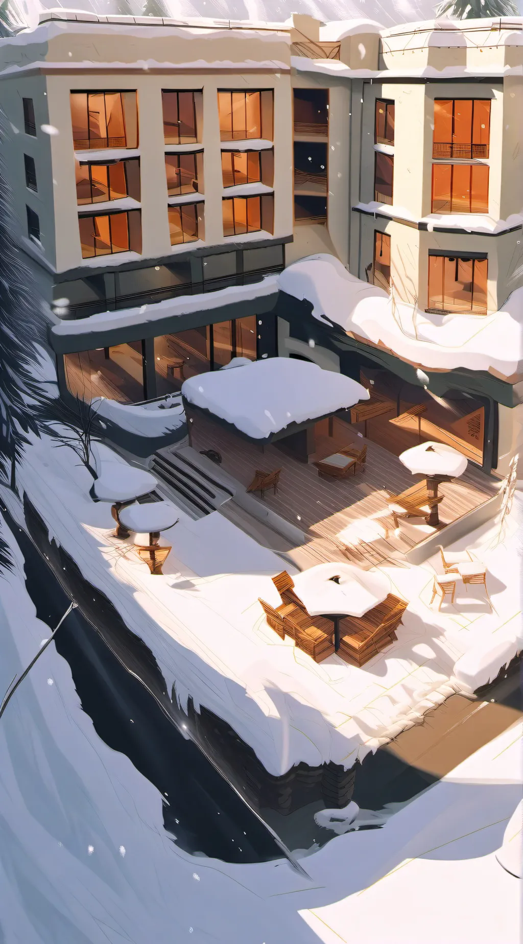 ai character: hh snow day background