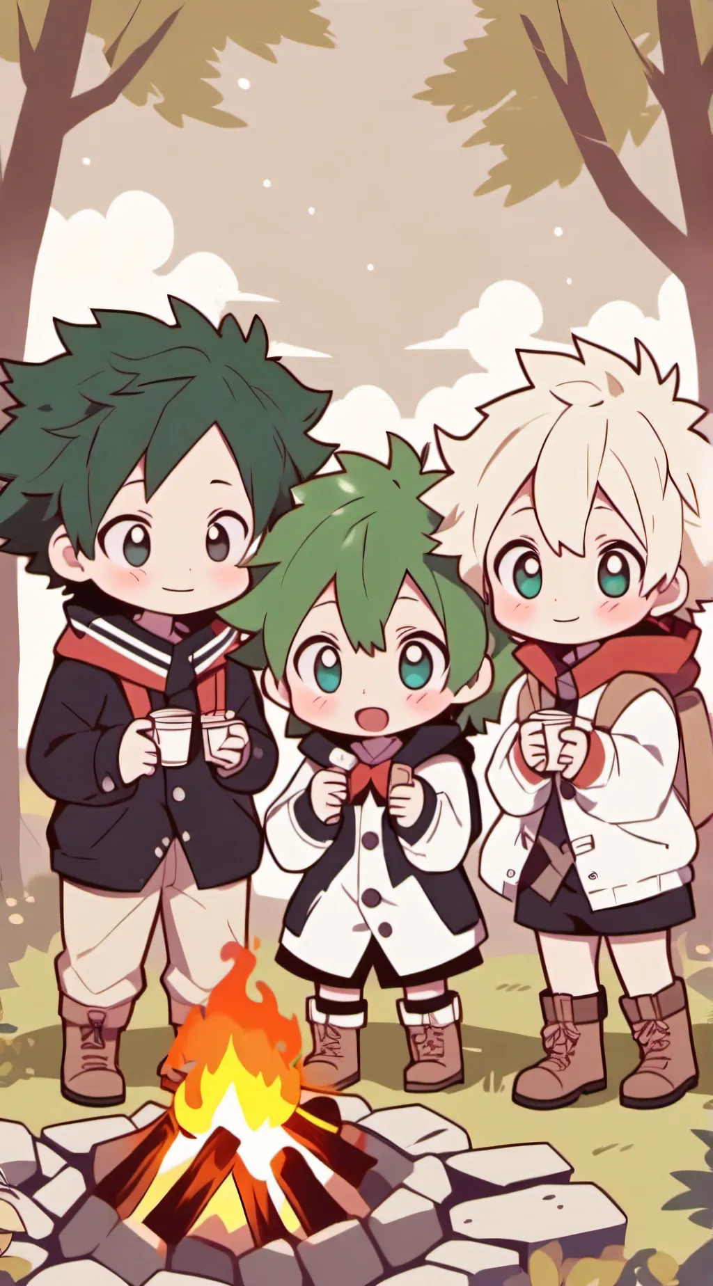ai character: MHA CAMPING background