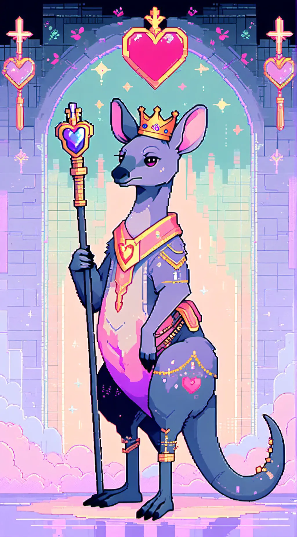ai character: queen bounceliea👑🦘 background