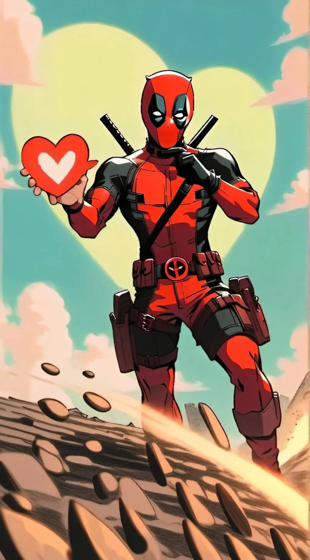 ai character: Deadpool (❤️) background