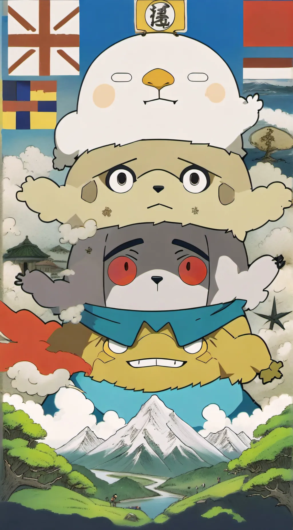 ai character: Countryballs Bus background